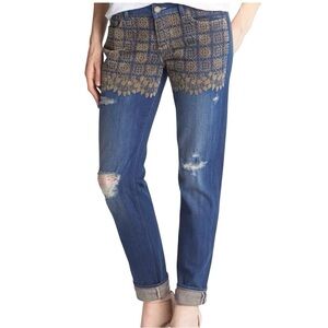 Paige‎ Jimmy Jimmy distressed skinny Jeans women's sz 27 gold  boho artsy unique